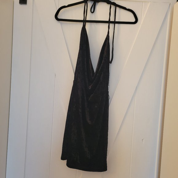 Cotton Candy LA DollsKill Black Crushed Velvet Cowl Neck Mini Skirt - Picture 5 of 5